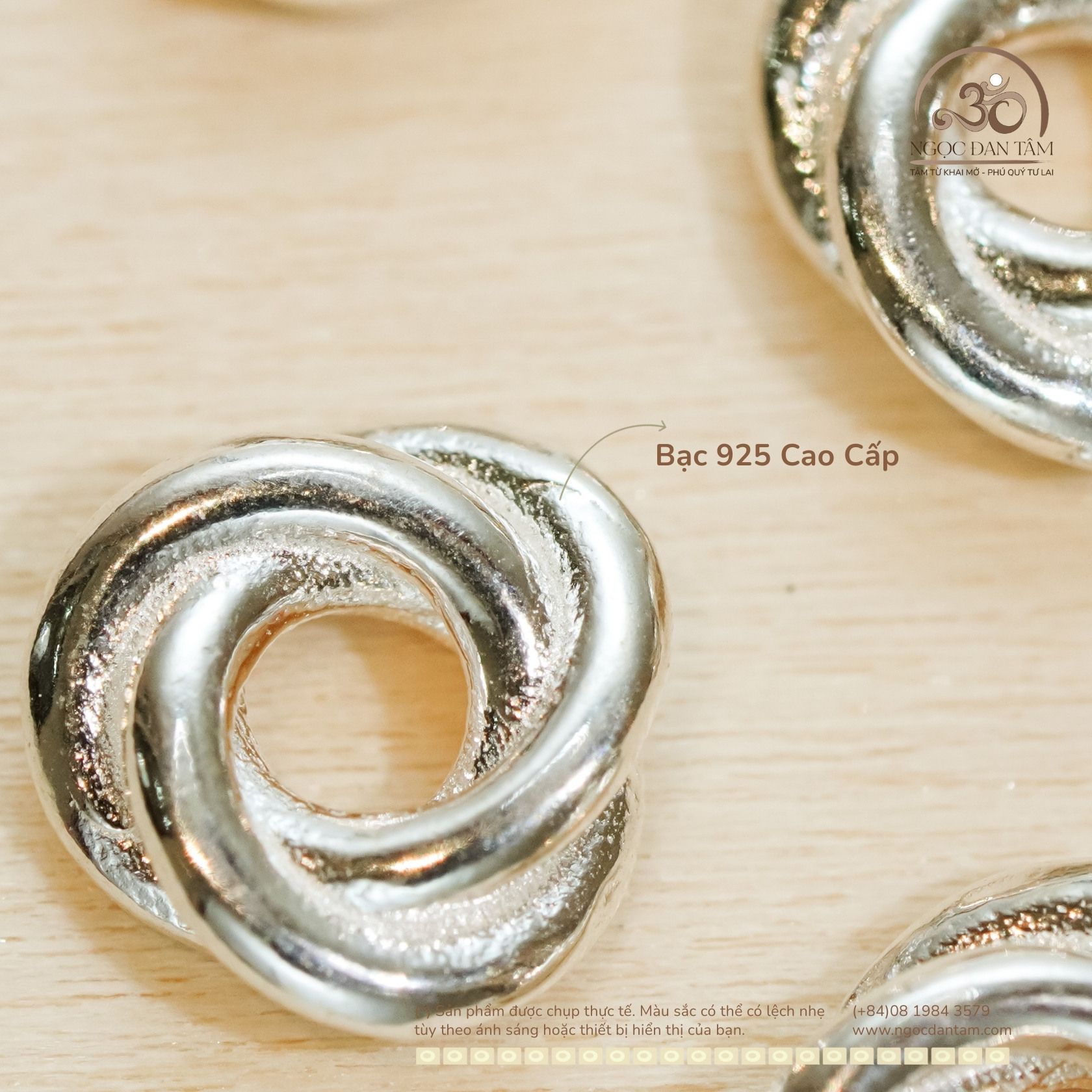  Charm Tròn Bạc Xoắn - Bạc 925 Cao Cấp 