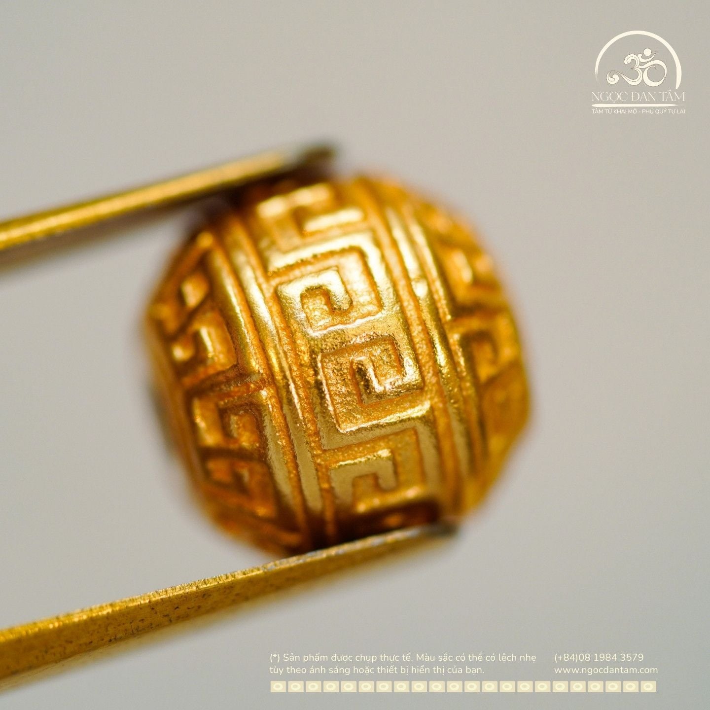  Charm Tròn Chữ Vạn Bạc Mạ Vàng  8.36mm - Bạc 925 mạ vàng cao cấp 