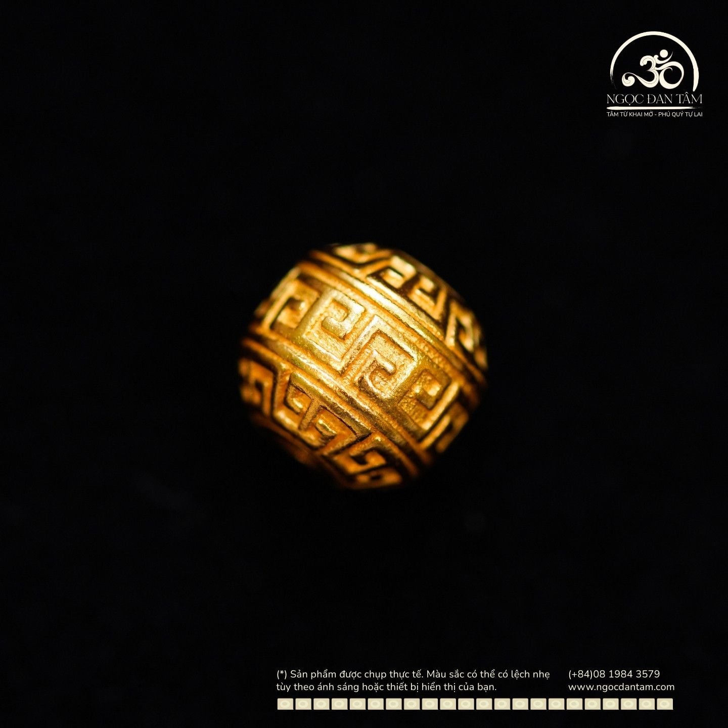  Charm Tròn Chữ Vạn Bạc Mạ Vàng  8.36mm - Bạc 925 mạ vàng cao cấp 