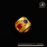  Charm Tròn Đỏ Lục 7.29mm - Kim Loại Mạ Vàng 