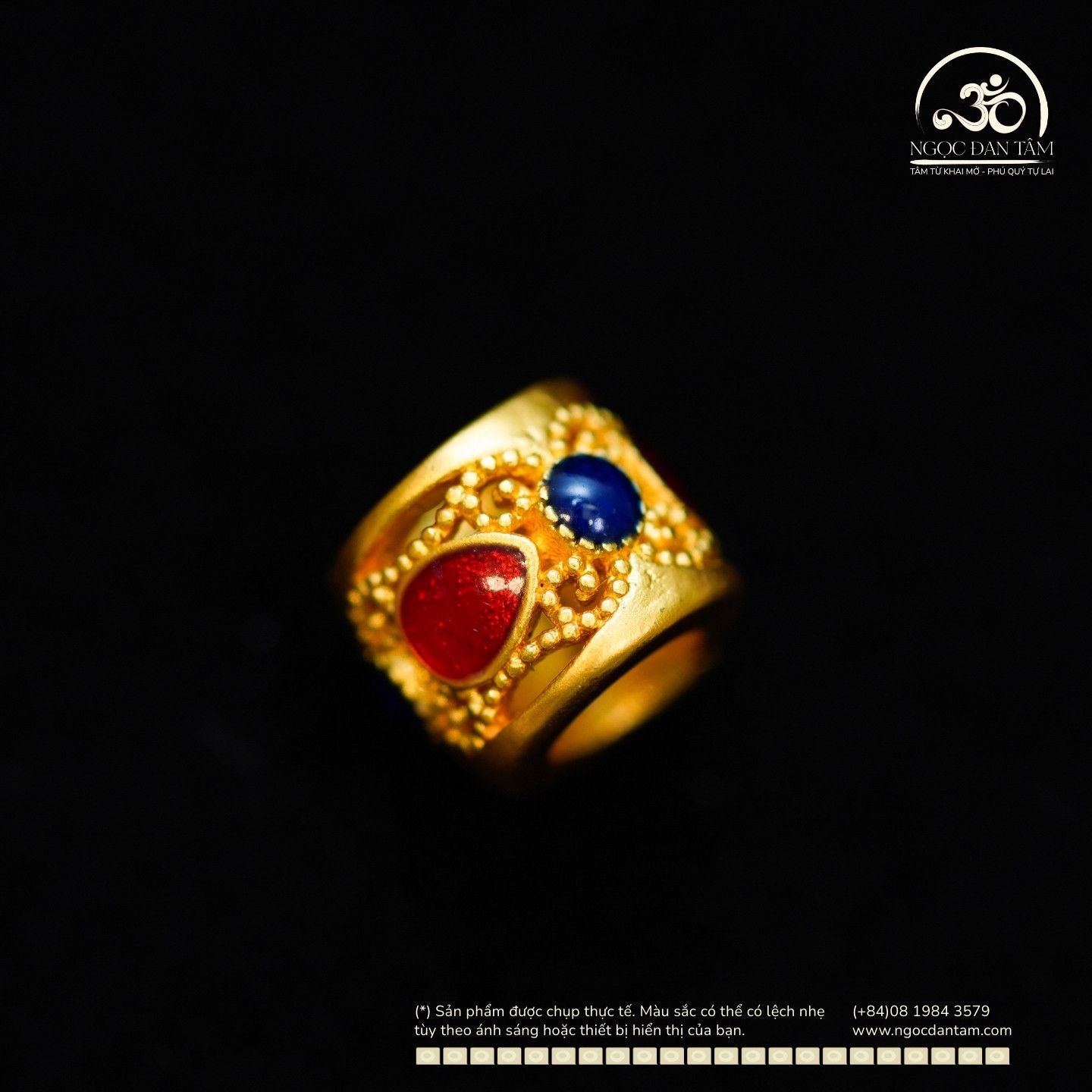  Charm Tròn Đỏ Lục 7.29mm - Kim Loại Mạ Vàng 