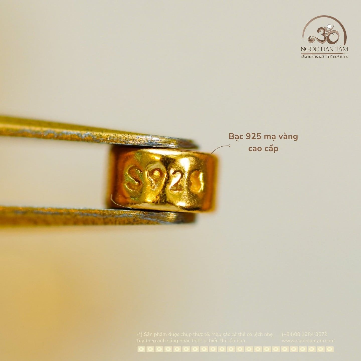  Charm Tròn Đệm 3mm - Bạc 925 Mạ Vàng Cao Cấp 
