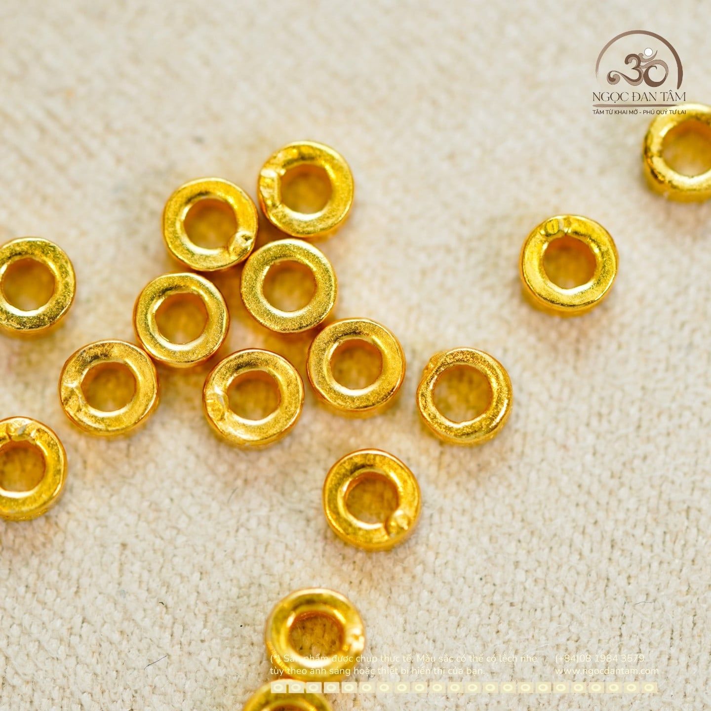  Charm Tròn Đệm 3mm - Bạc 925 Mạ Vàng Cao Cấp 