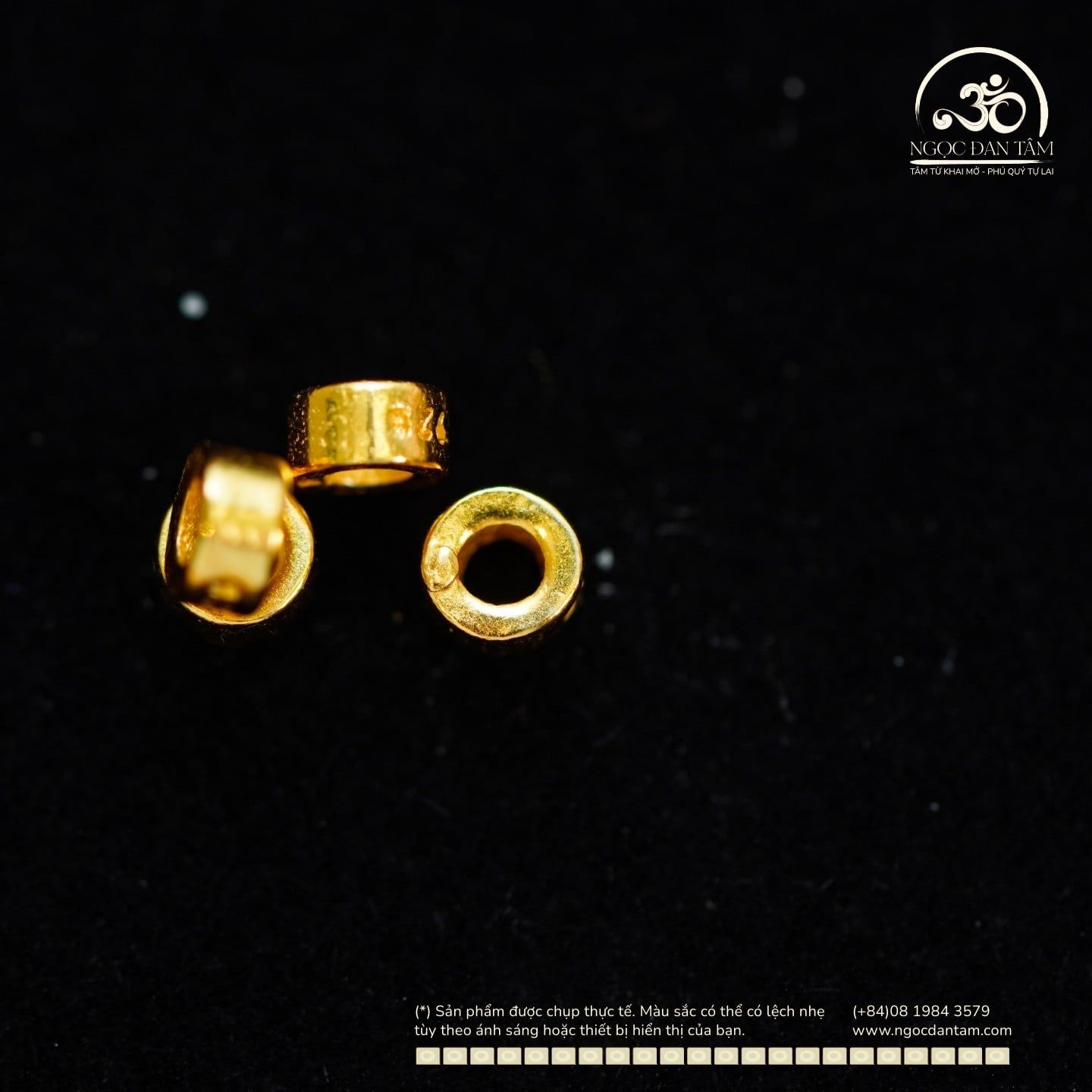  Charm Tròn Đệm 3mm - Bạc 925 Mạ Vàng Cao Cấp 