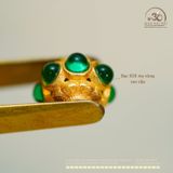  Charm Tròn Đính Đá Xanh Lá 5.51mm - Bạc 925 Mạ Vàng Cao Cấp 