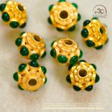  Charm Tròn Đính Đá Xanh Lá 5.51mm - Bạc 925 Mạ Vàng Cao Cấp 