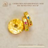  Charm Tròn Dẹp 6mm Đính Đá 3 Màu - Bạc 925 Mạ Vàng Cao Cấp 