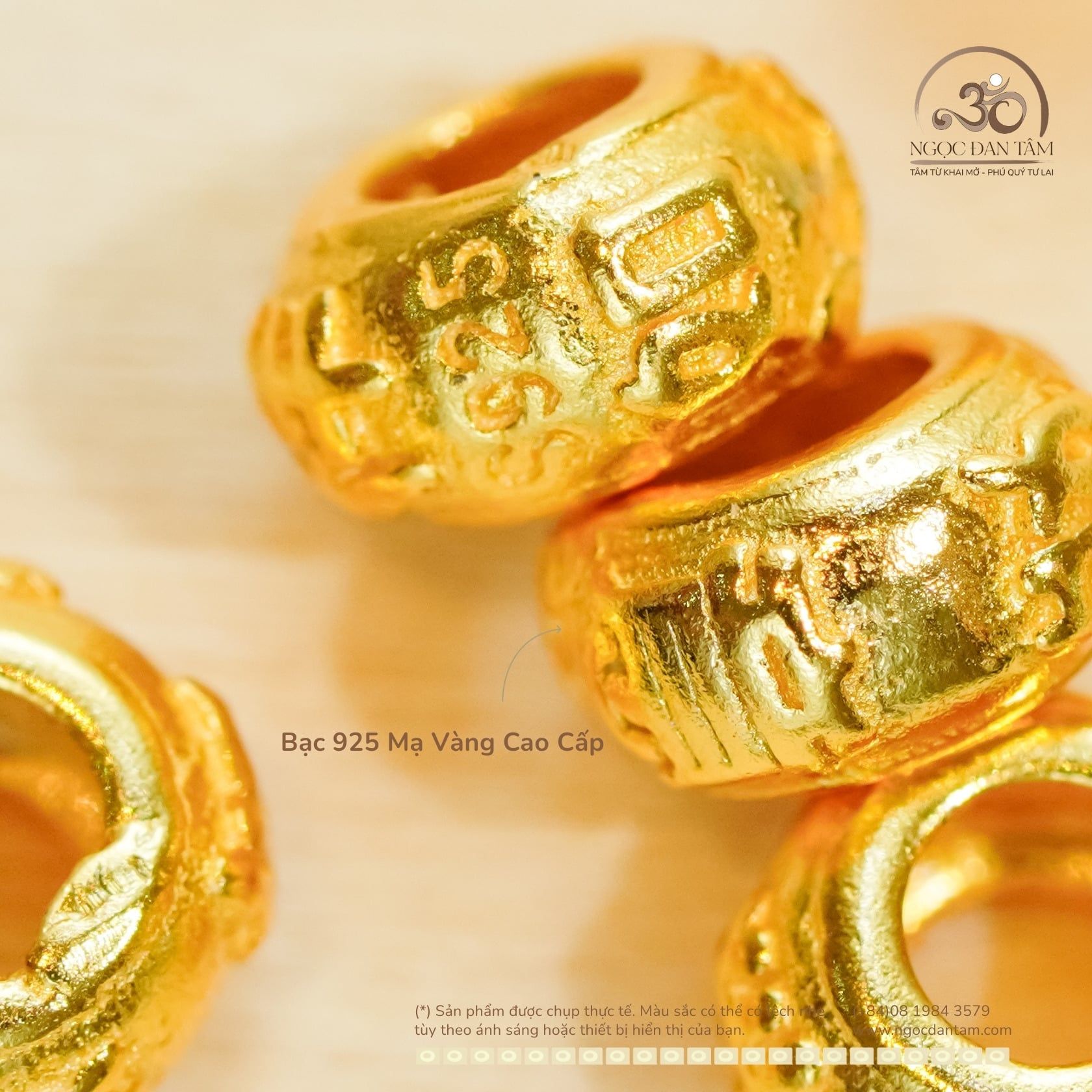  Charm Tròn Dẹp - Bạc 925 Mạ Vàng Cao Cấp 