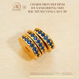  Charm Tròn Dẹp Đính Đá Xanh Dương Nhỏ - Bạc 925 Mạ Vàng Cao Cấp 