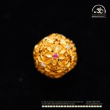  Charm Tròn Hoa Đính Đá 10mm - Bạc mạ Vàng 