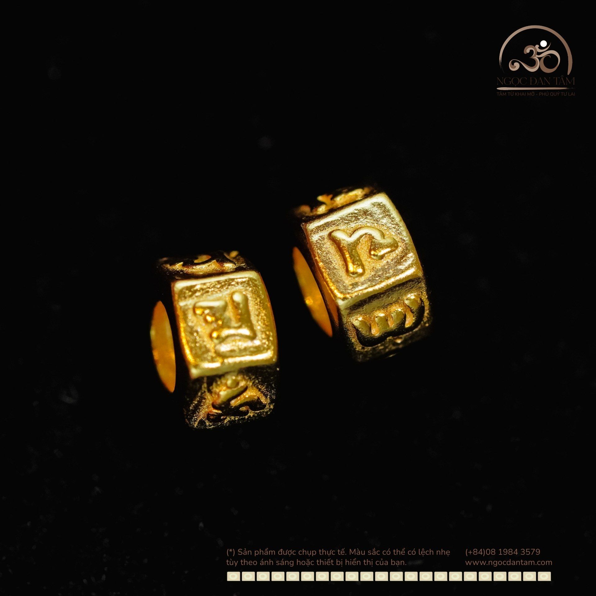  Charm Tròn Lục Giác - Bạc 925 Mạ Vàng Cao Cấp 