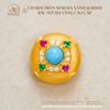 Charm Tròn Màu Đá Xanh 11.81mm - Bạc 925 Mạ Vàng Cao Cấp