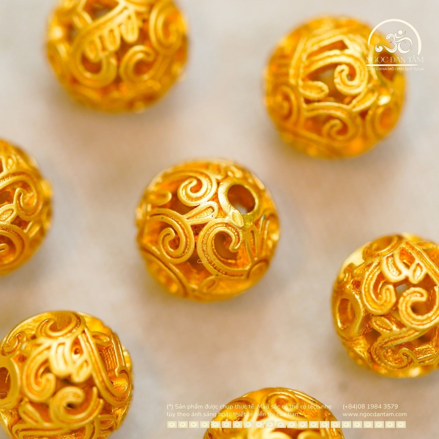  Charm Tròn Xoắn Mạ Vàng 8.12mm - Kim Loại Mạ Vàng 