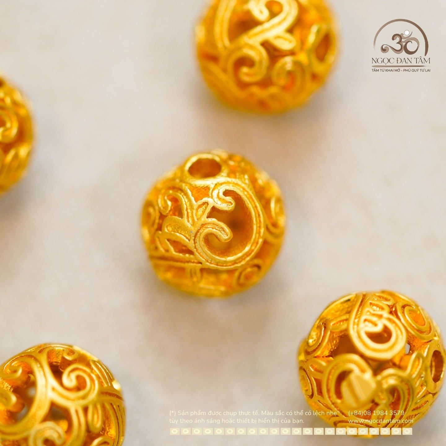  Charm Tròn Xoắn Mạ Vàng 8.12mm - Kim Loại Mạ Vàng 