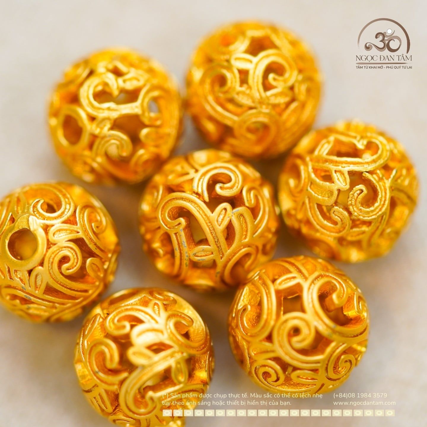  Charm Tròn Xoắn Mạ Vàng 8.12mm - Kim Loại Mạ Vàng 