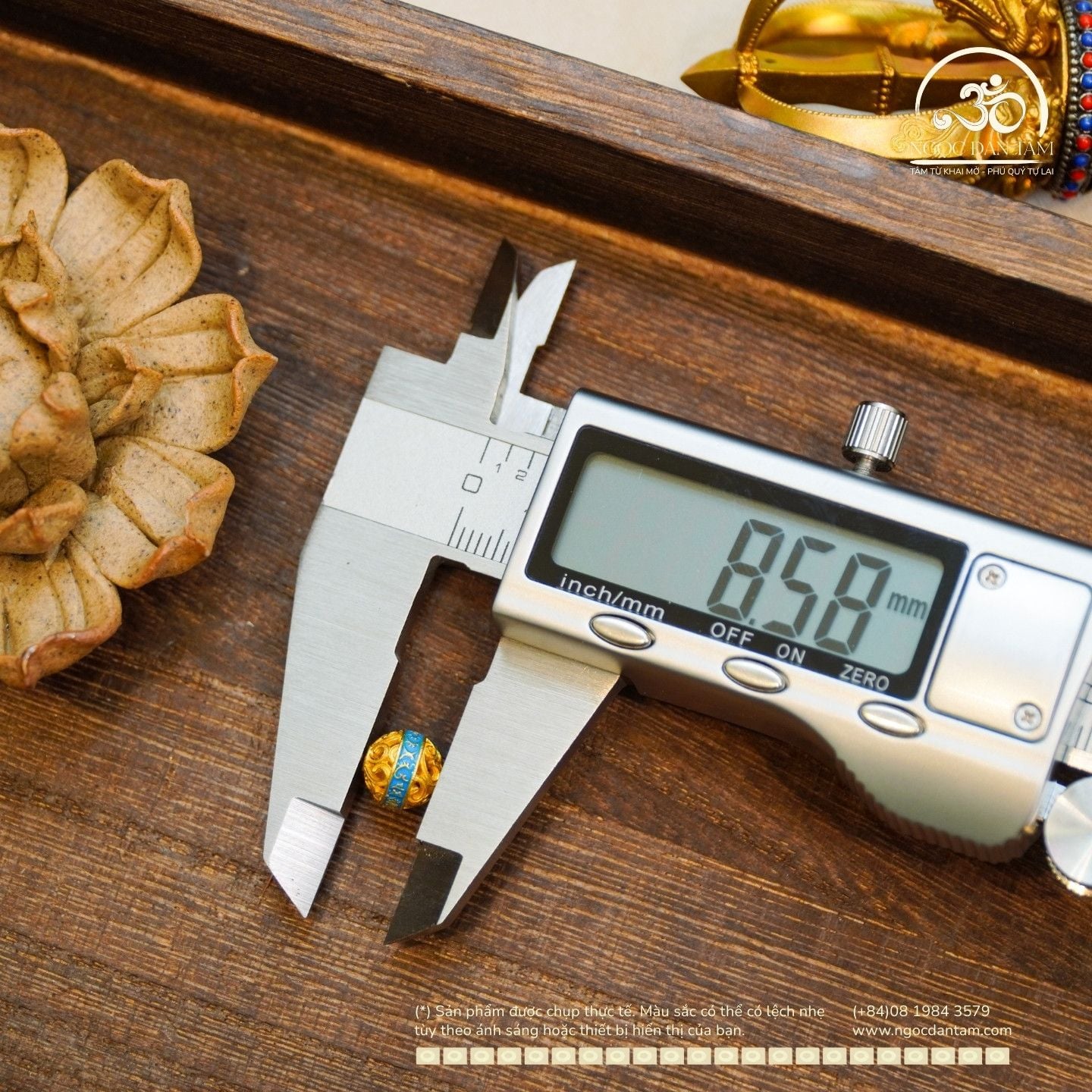  Charm Tròn Xoắn Mạ Vàng Vân Xanh 8.25mm - Kim Loại mạ vàng 