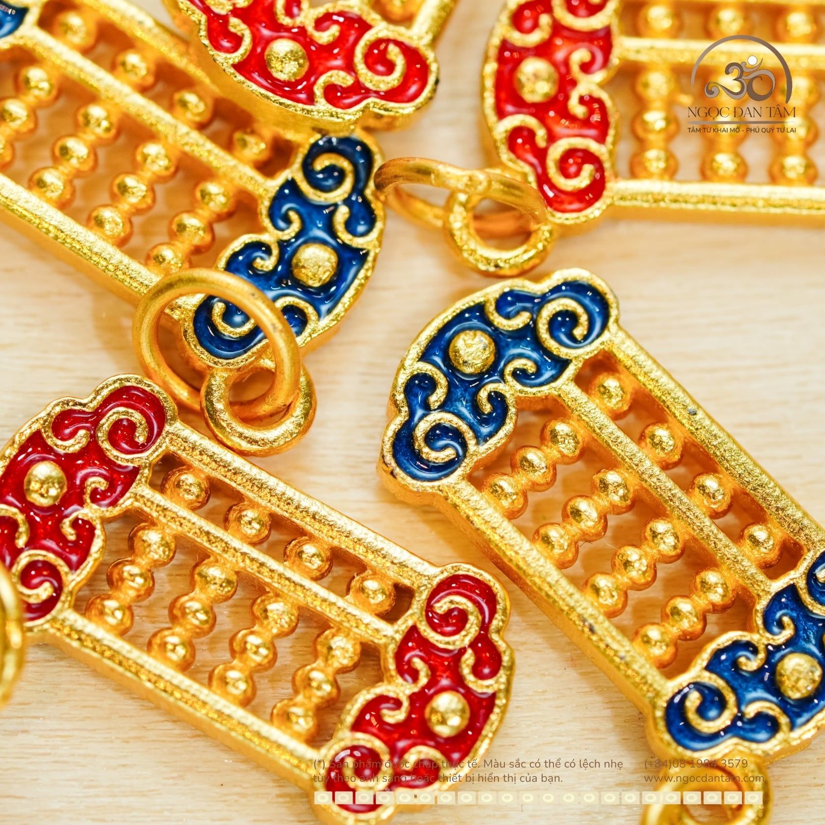  Charm Treo Bàn Tính Phúc Lộc - Bạc 925 Mạ Vàng Cao Cấp 