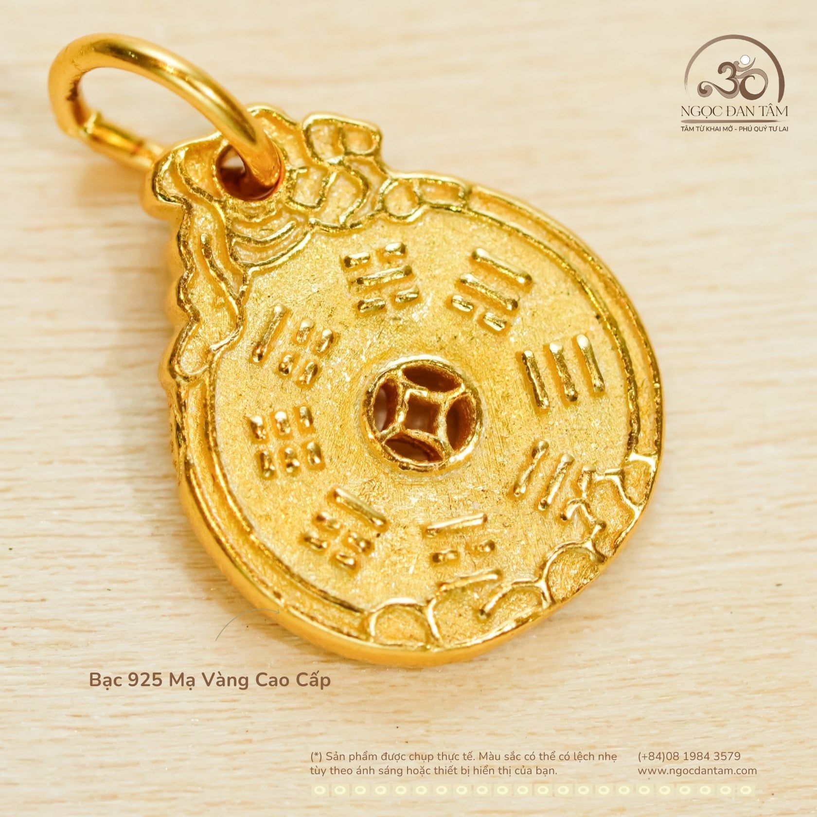  Charm Treo Bát Quái - Bạc 925 Mạ Vàng Cao Cấp 