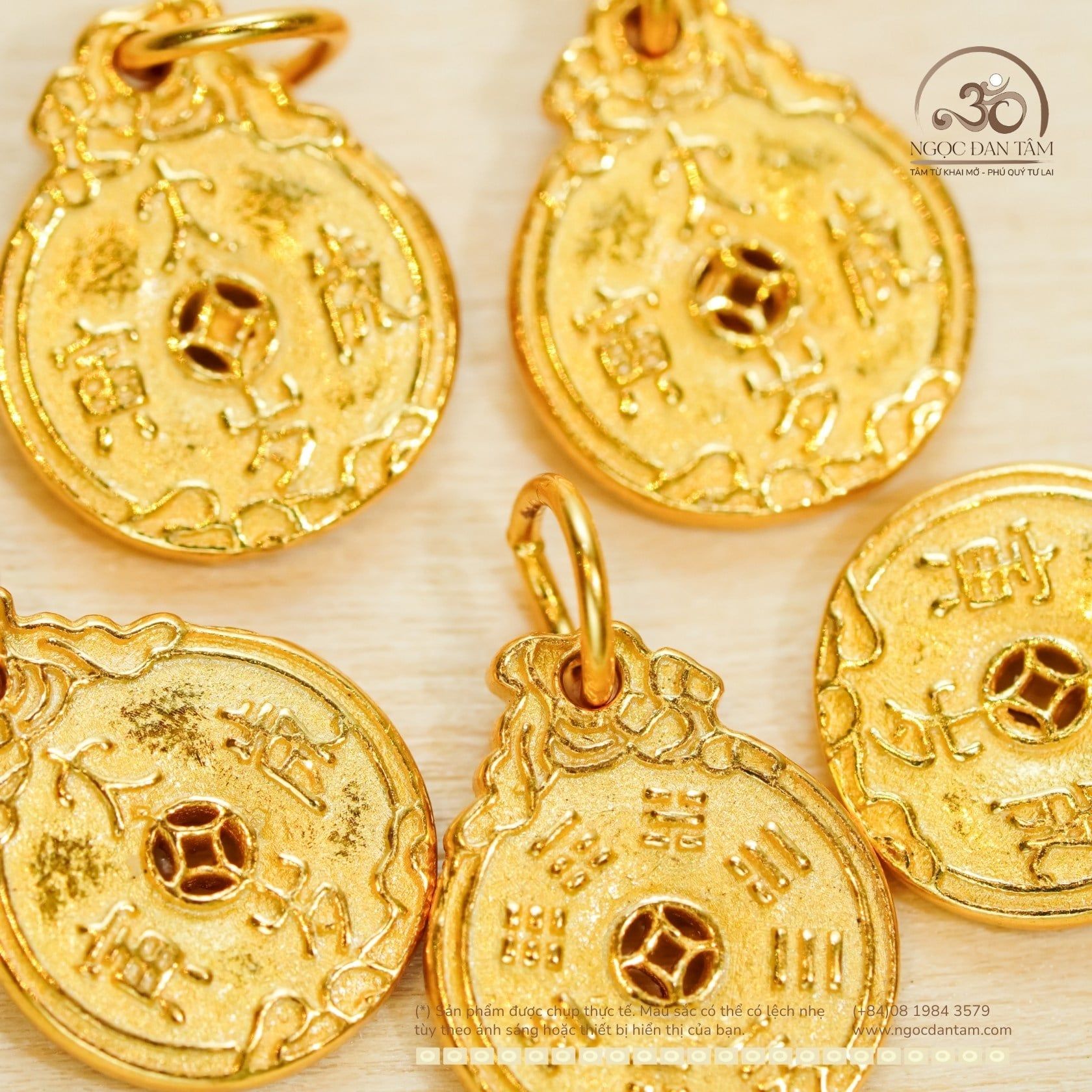  Charm Treo Bát Quái - Bạc 925 Mạ Vàng Cao Cấp 