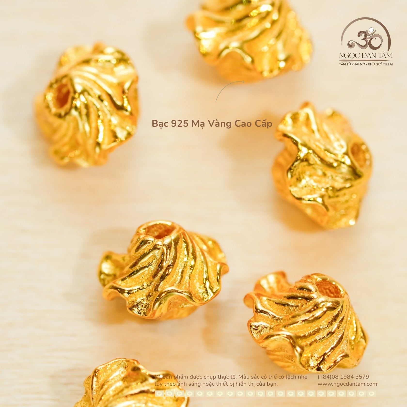  Charm Vỏ Sò Mạ Vàng - Bạc 925 Mạ Vàng Cao Cấp 