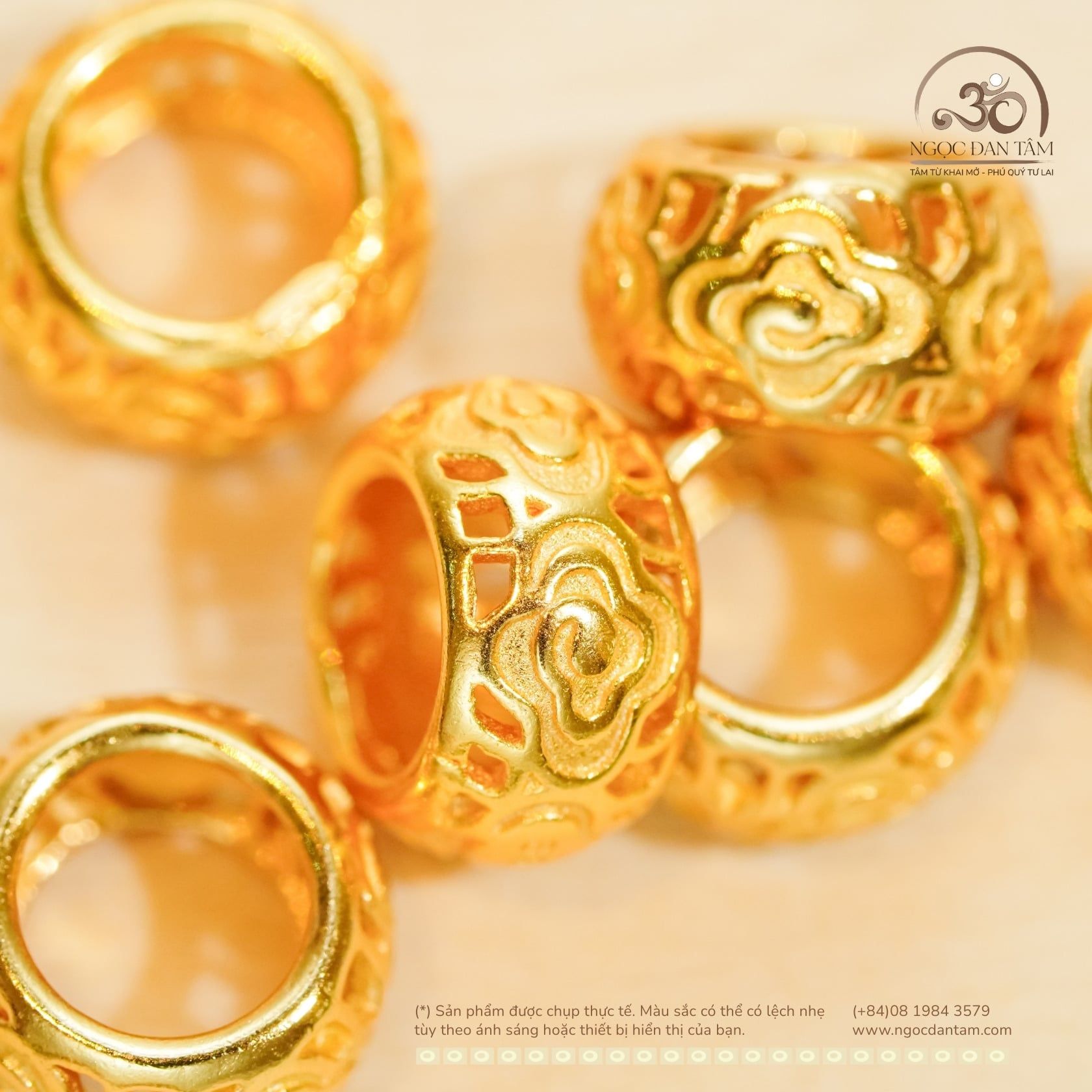  Charm Vàng Vân Mây - Bạc 925 Mạ Vàng Cao Cấp 