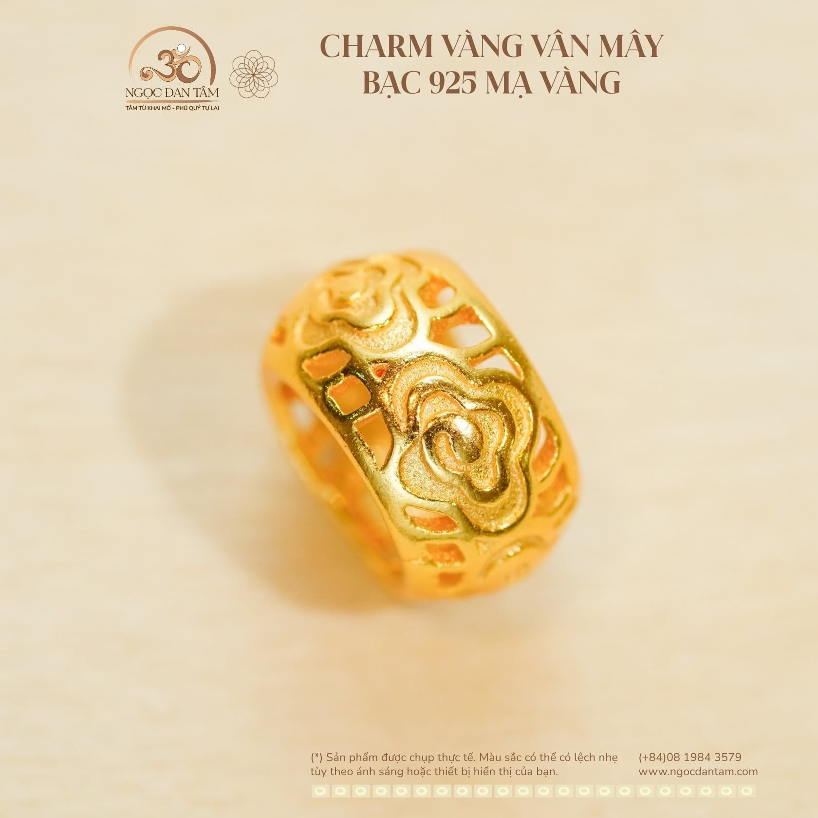  Charm Vàng Vân Mây - Bạc 925 Mạ Vàng Cao Cấp 