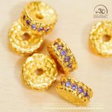  Charm Vảy Rồng Dẹp Đính Đá Tím - Bạc 925 Mạ Vàng Cao Cấp 