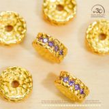  Charm Vảy Rồng Dẹp Đính Đá Tím - Bạc 925 Mạ Vàng Cao Cấp 