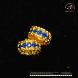  Charm Vảy Rồng Dẹp Đính Đá Xanh Dương Nhỏ - Bạc 925 Mạ Vàng Cao 