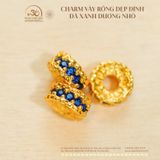  Charm Vảy Rồng Dẹp Đính Đá Xanh Dương Nhỏ - Bạc 925 Mạ Vàng Cao 