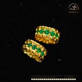  Charm Vảy Rồng Dẹp Đính Đá Xanh Lá Nhỏ - Bạc 925 Mạ Vàng Cao Cấp 