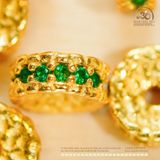  Charm Vảy Rồng Dẹp Đính Đá Xanh Lá - Bạc 925 Mạ Vàng Cao Cấp 