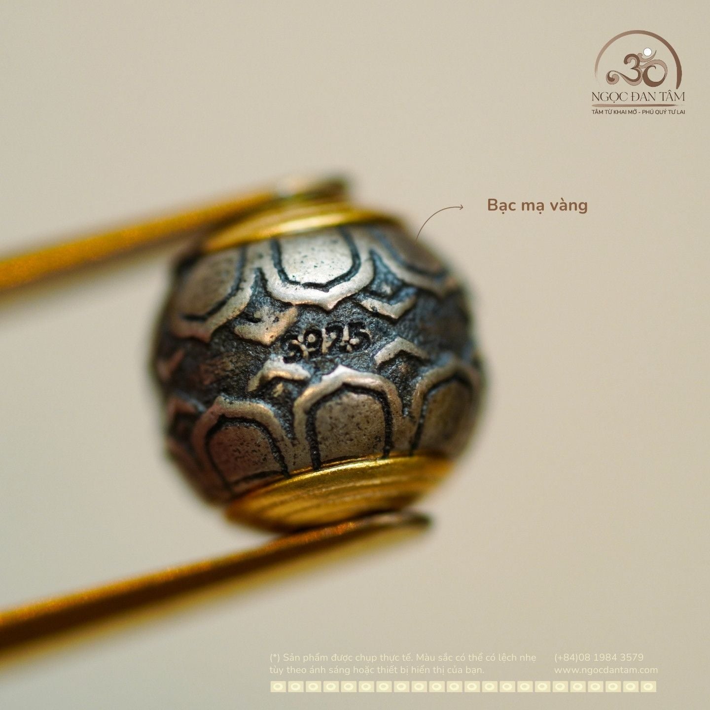  Charm Vảy Rồng Đầu Tròn 7.61mm - Bạc Mạ Vàng 