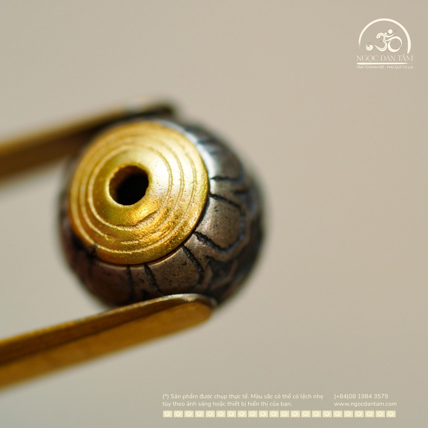  Charm Vảy Rồng Đầu Tròn 7.61mm - Bạc Mạ Vàng 