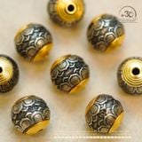  Charm Vảy Rồng Đầu Tròn 7.61mm - Bạc Mạ Vàng 