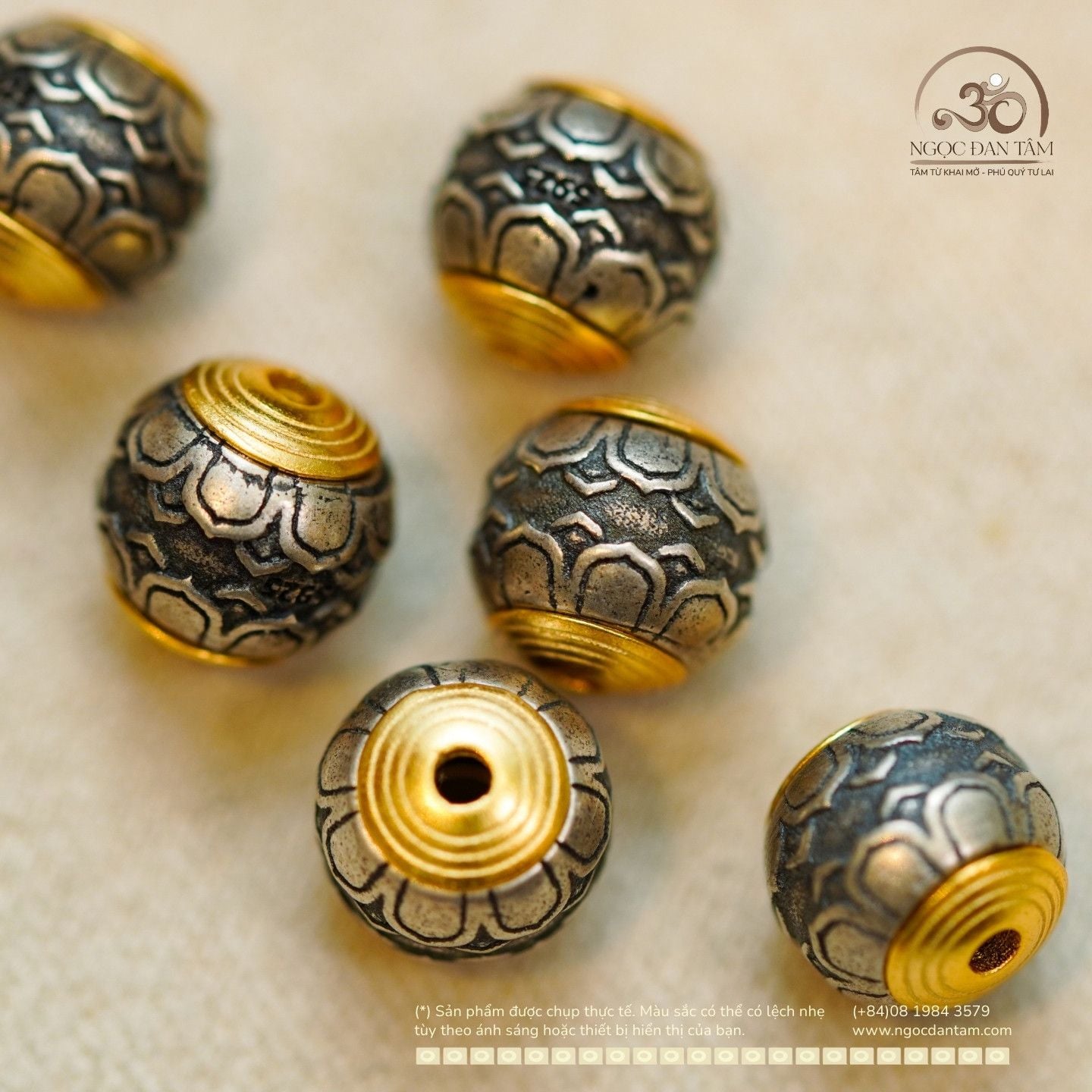  Charm Vảy Rồng Đầu Tròn 7.61mm - Bạc Mạ Vàng 