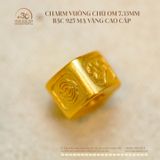  Charm Vuông Chú Om 7.33mm - Bạc 925 Mạ vàng cao cấp 