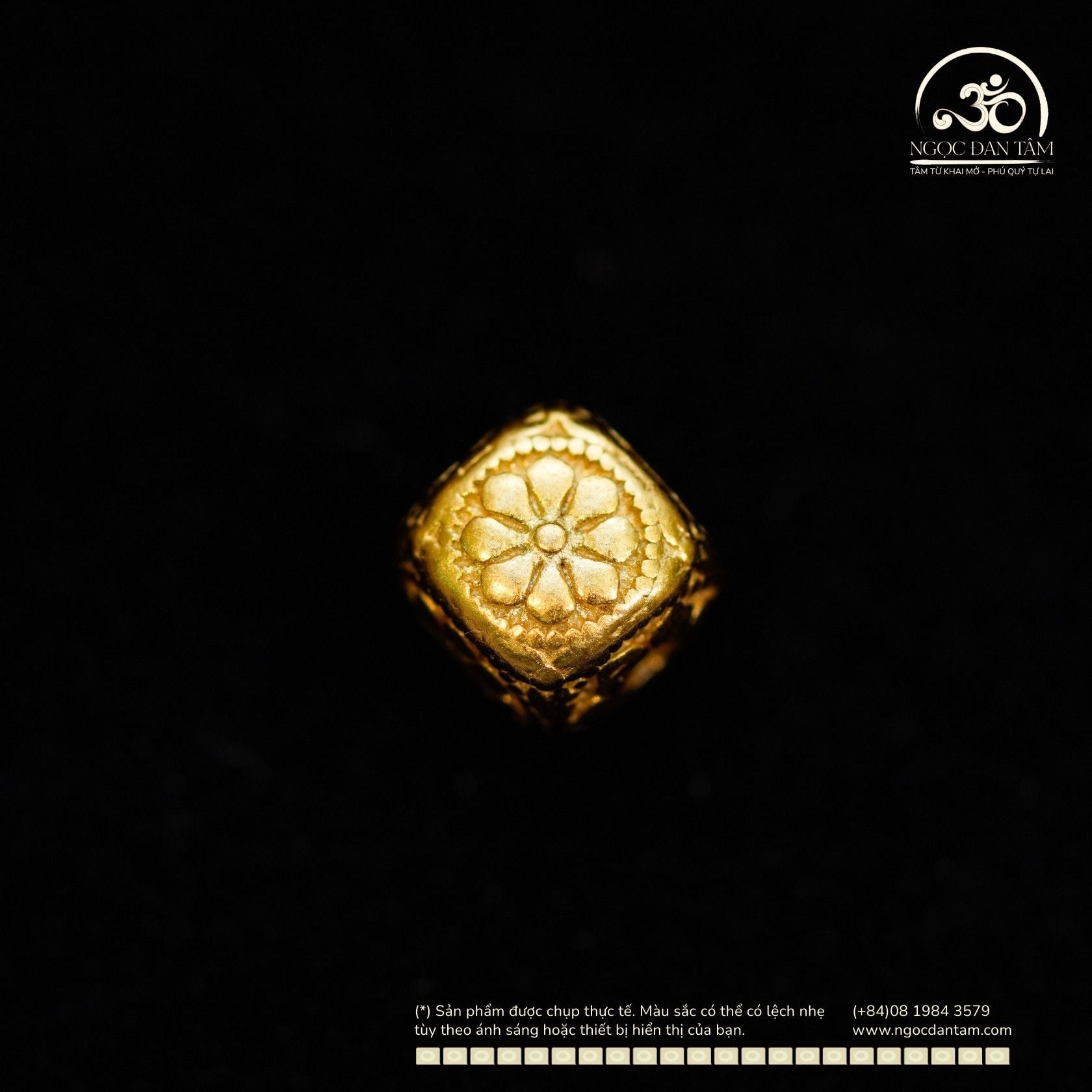  Charm Vuông Hoa 6.9mm - Bạc 925 Mạ Vàng Cao Cấp 