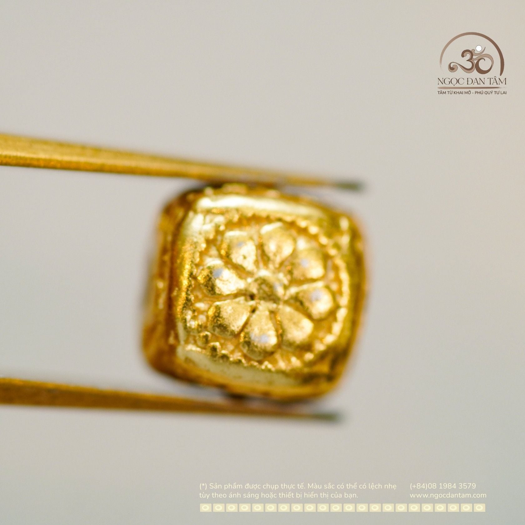  Charm Vuông Hoa 6.9mm - Bạc 925 Mạ Vàng Cao Cấp 