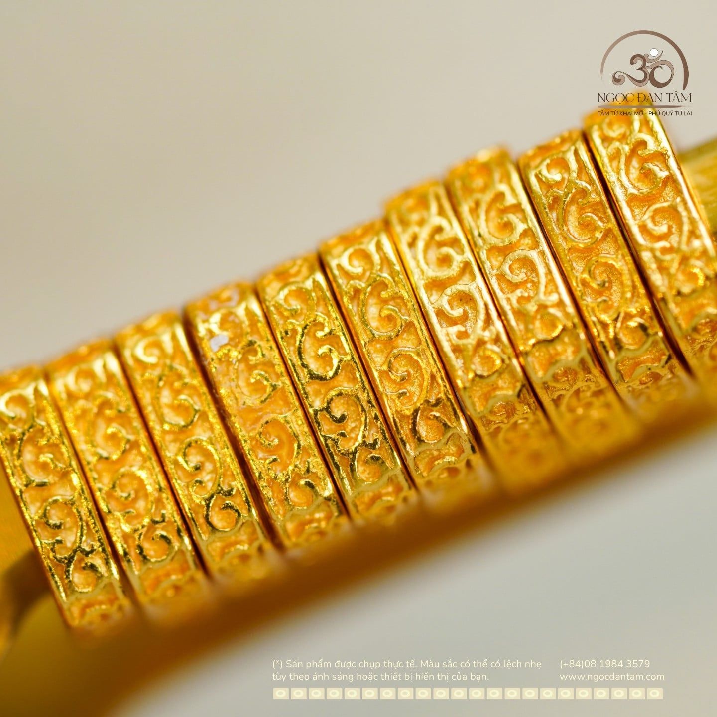  Charm Vuông Mạ Vàng 6.93mm - Bạc 925 Vuông Mạ Vàng 