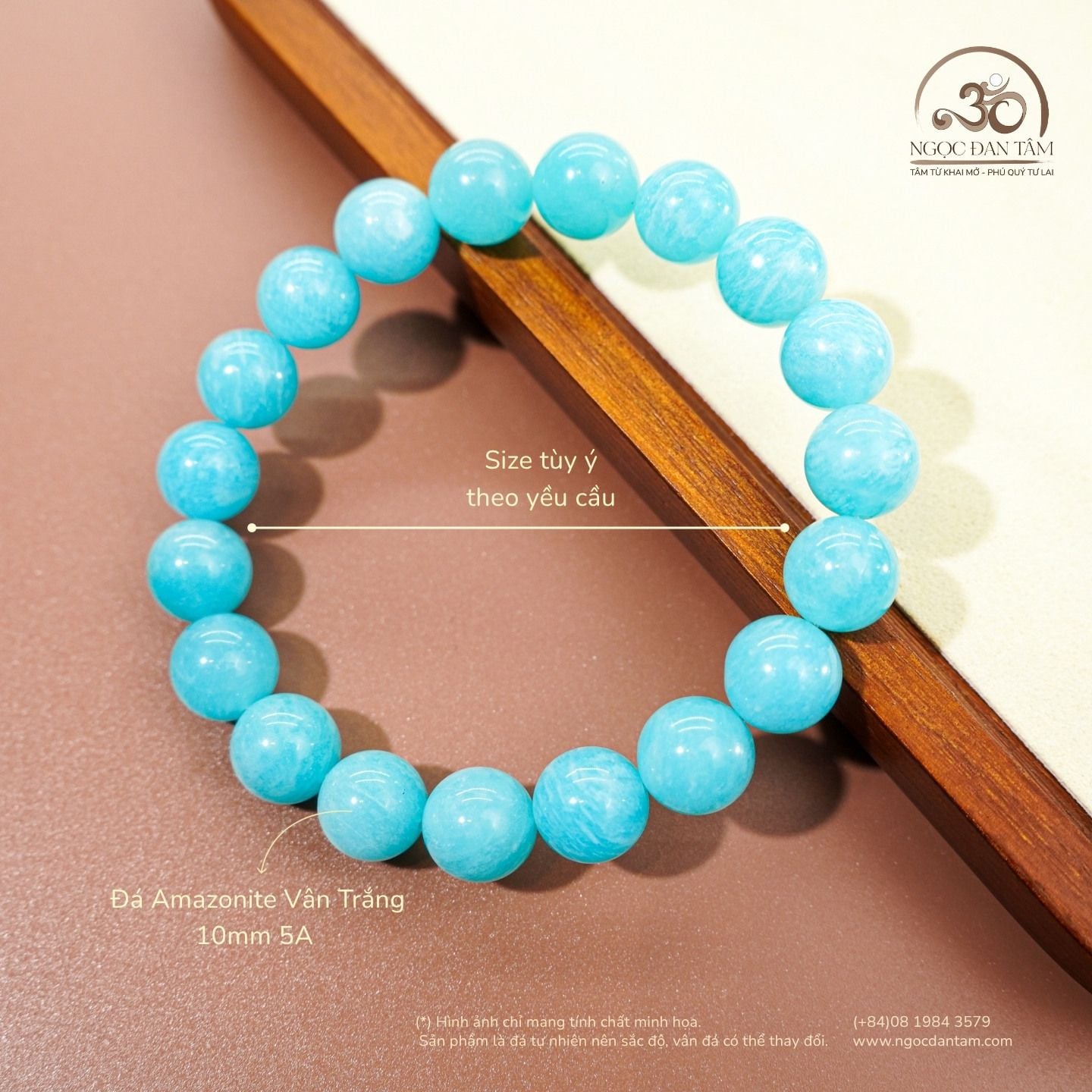  Vòng Tay Amazonite Vân Trắng 10mm 5A 