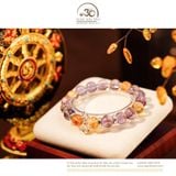  Vòng Tay Đá Ametrine 10mm 2A Phối Charm Chùy Kim Cang Bạc 