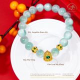  Vòng Tay Angelite 9mm 4A Phối Charm Ngọc Bích Hồ Lô 