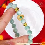  Vòng Tay Angelite 9mm 4A Phối Charm Ngọc Bích Hồ Lô 