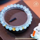  Vòng Tay Đá Aquamarine 6mm 3A Phối Charm Hoa Mai 