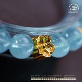  Vòng Tay Đá Aquamarine 6mm 3A Phối Charm Hoa Mai 