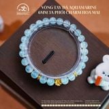  Vòng Tay Đá Aquamarine 6mm 3A Phối Charm Hoa Mai 