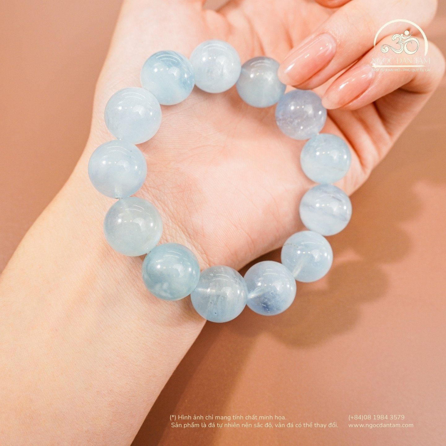  Vòng Tay Đá Aquamarine 14mm 3A 