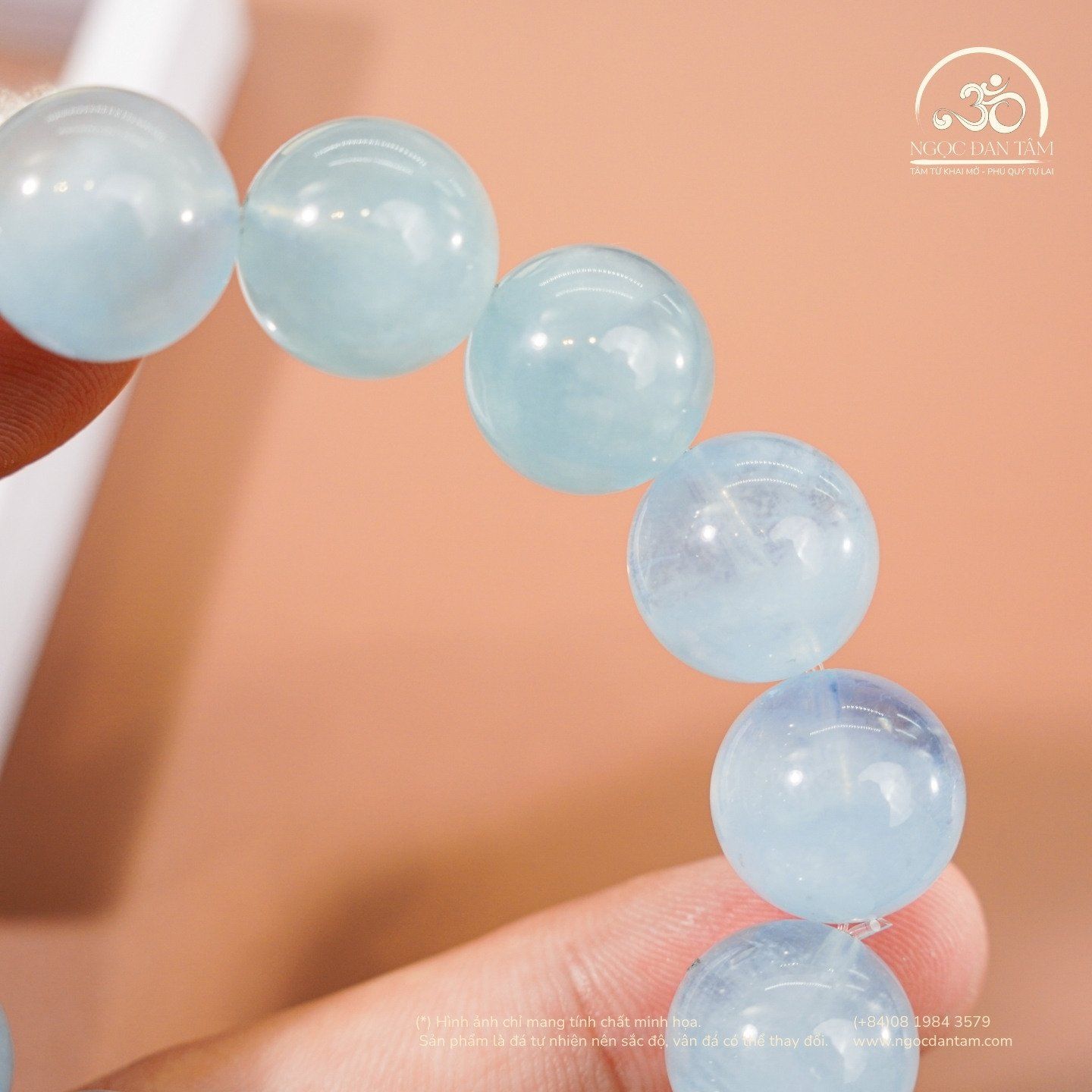  Vòng Tay Đá Aquamarine 14mm 3A 