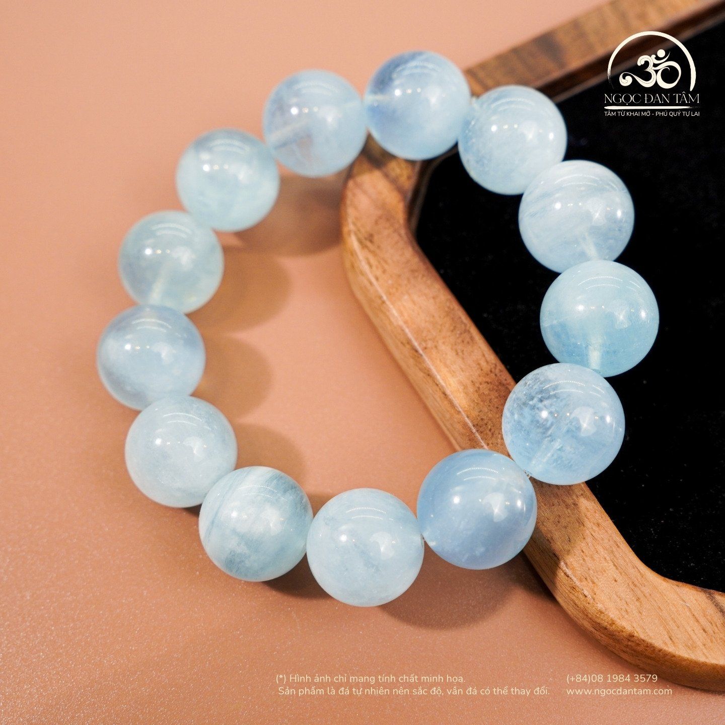  Vòng Tay Đá Aquamarine 14mm 3A 